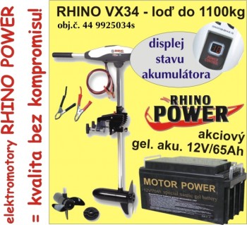 Elektrický lodný motor Rhino VX + Akumulator 65Ah/12V